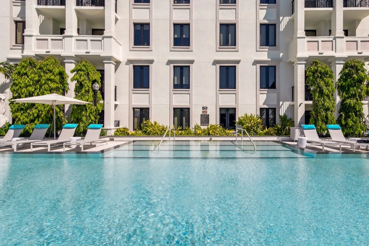 Sparkling swimming pool at Life Time Living