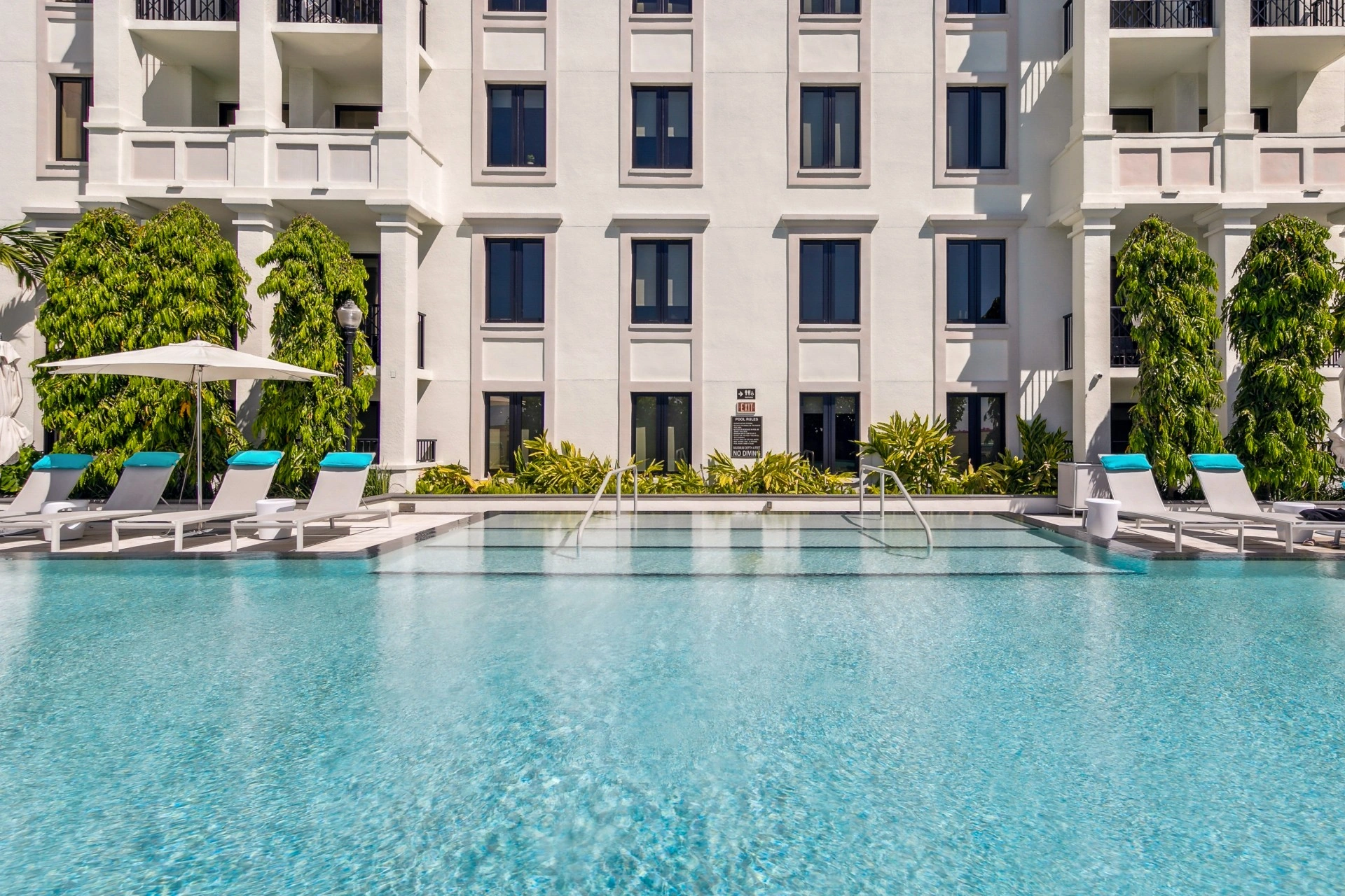 Sparkling swimming pool at Life Time Living